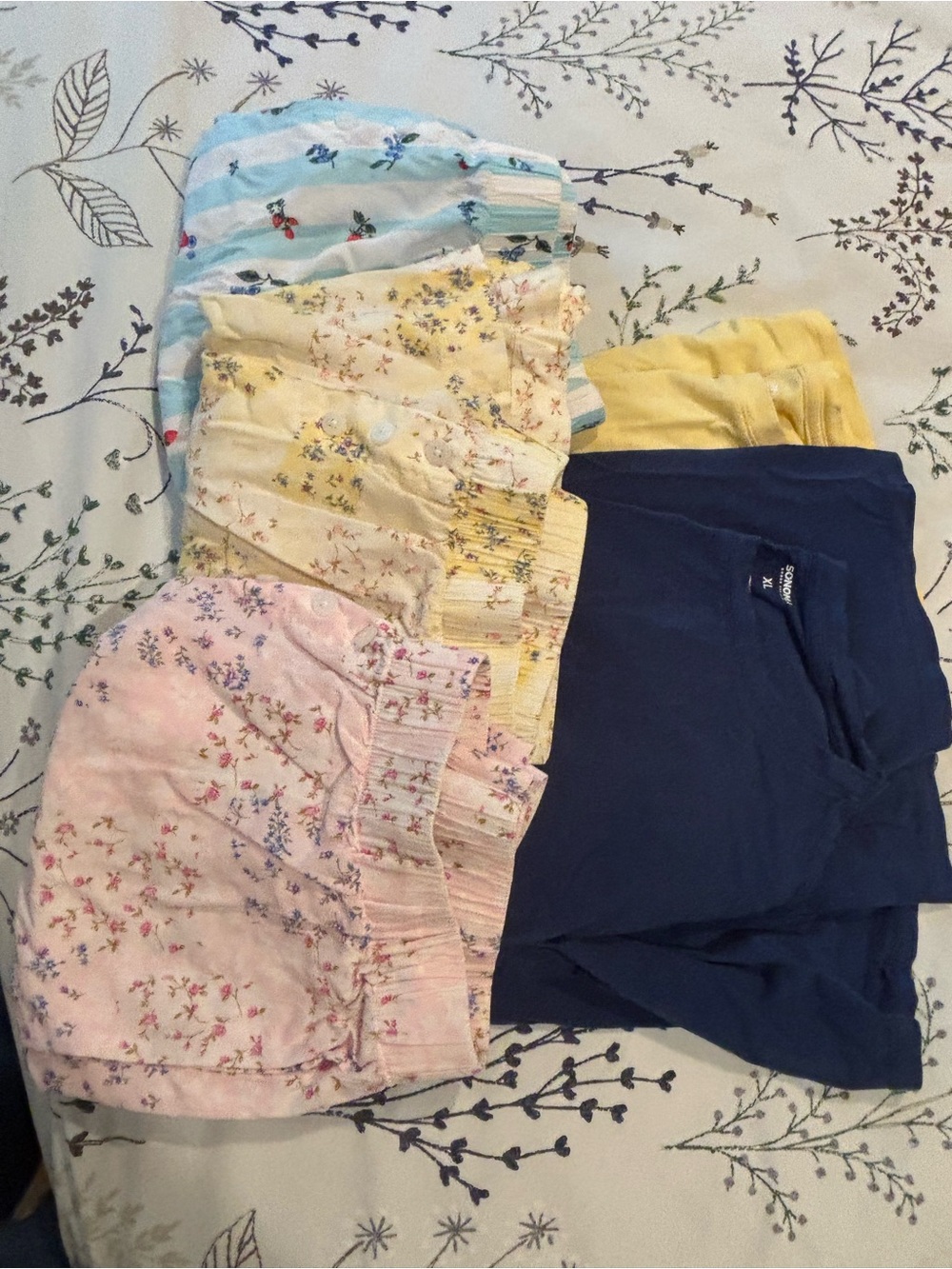 Sonoma Women's Mixed Pajama Shorts and Top Set - Blue, Yellow, Pink, Cream